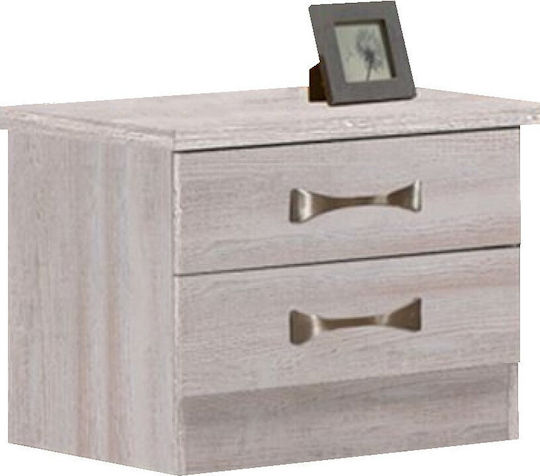 Life Wooden Bedside Table White Wash 48x40x39cm