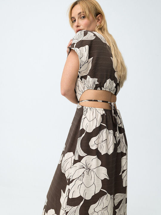 Midi Shirt Dress Brown
