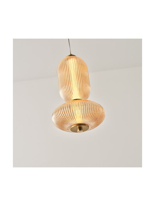 Eurolamp Verena Κρεμαστό Φωτιστικό Μελί LED με Θερμό Λευκό Φως 22x43x145εκ.