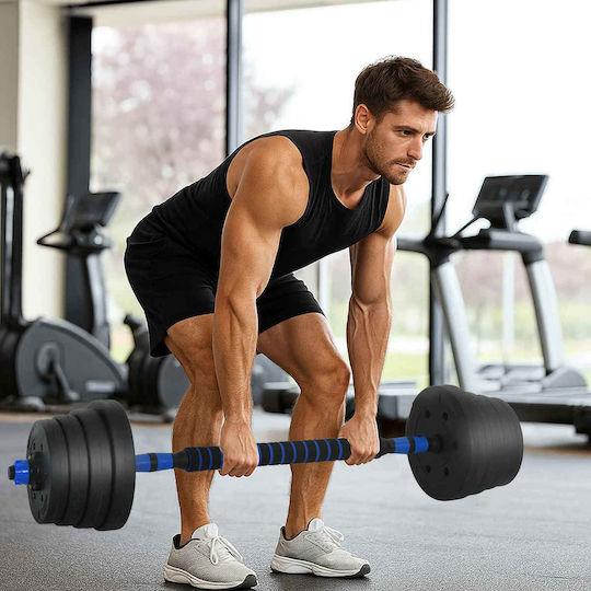 vidaXL Dumbbell Set with Bar Total Weight 30kg with Stand