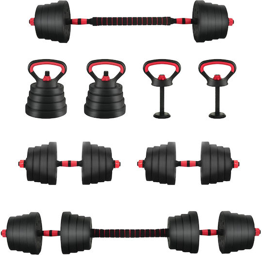 vidaXL Αλτήρες Σετ με Μπάρα Συνολικού Βάρους 30kg με Βάση