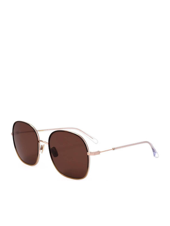Sandro Unisex Sonnenbrillen mit Rose Gold Rahmen und Braunen Gläsern