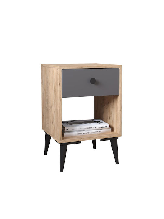 Bedside Table Amari Wooden Beige 43x43x67.5cm