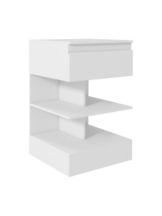 Wooden Bedside Table White 39x39x65cm