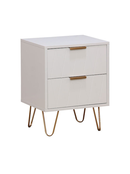 Bedside Table Culture Wooden White 40x35x52cm