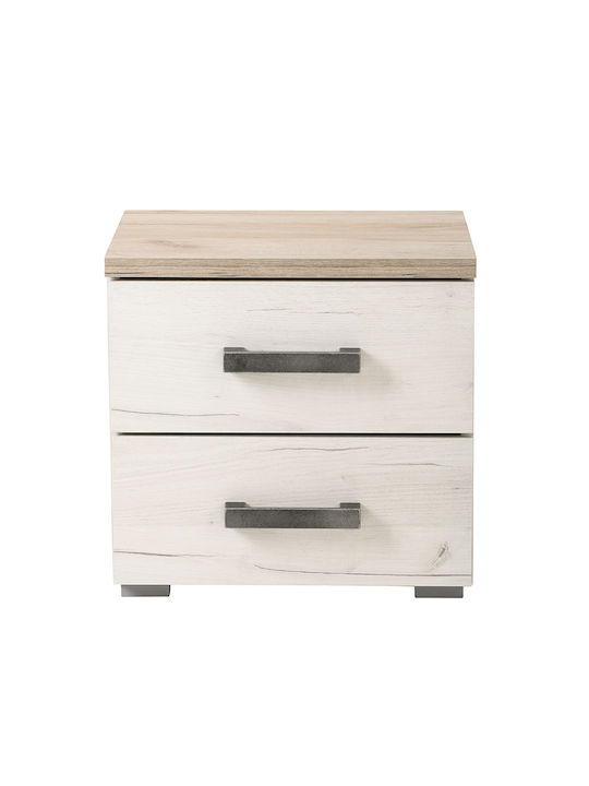 Bedside Table Kent No Wooden Grey Oak White Oak 44.5x33.5x43cm