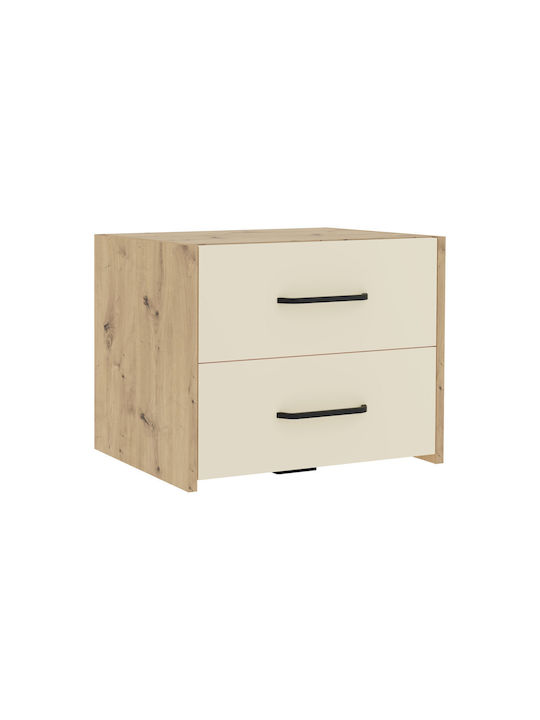 Κομοδίνο Malmo Ξύλινο Μπεζ 50x40x40cm