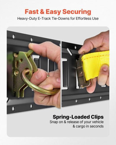 Vevor E-track Tie-down Rail Kit 4 Pack 0.6 M E Track Rails 20 Pcs Includes 2 Ratchet Straps & 4 O-rings & 4 Tie-offs D-ring & 2 Single Slots & 8 End Caps Fit Garages Vans Trailers