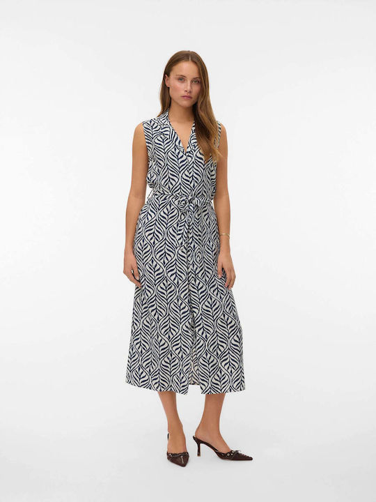 Καλοκαιρινό Midi Σεμιζιέ Φόρεμα Birch Navy