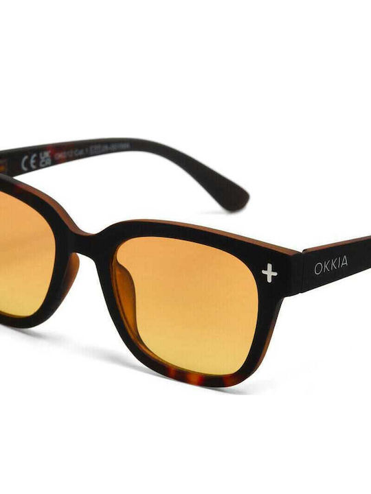 Okkia Giovanni Unisex Sonnenbrillen mit Horn umrandeten Rahmen Havana Schwarz Verlaufsfarbe