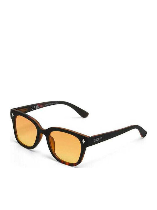 Okkia Giovanni Unisex Sonnenbrillen mit Horn umrandeten Rahmen Havana Schwarz Verlaufsfarbe