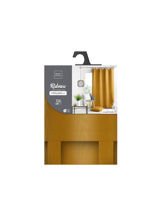 Curtain with Tab Tops Essentiel Ochre 140x260cm