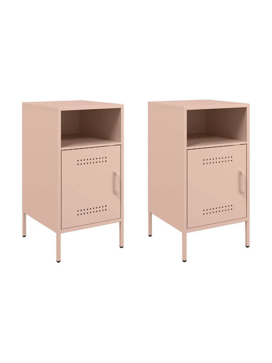 Noptiere Metalice Roz 2buc 36x39x68cm
