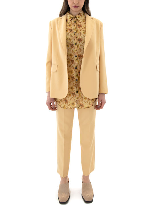 MY T Damen Stoffhose in Regulärer Passform Gelb