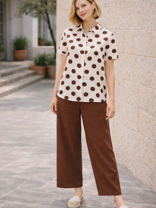 Women's Brown Set with Straight Leg Trousers