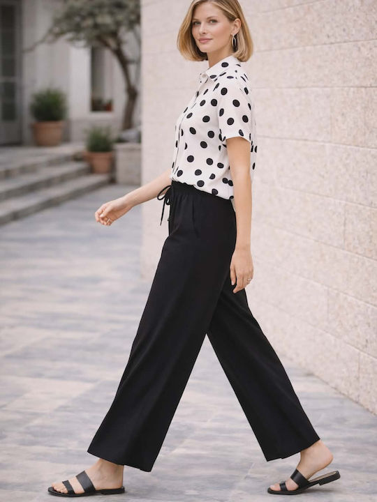 Women's Black Set with Straight Leg Trousers