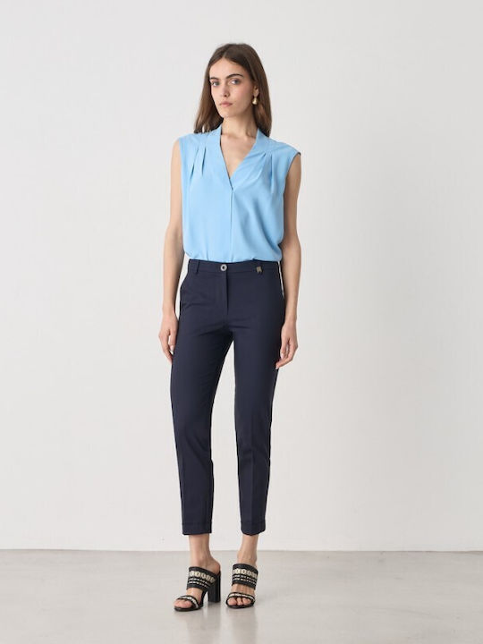 Women's Fabric Trousers Navy Blue