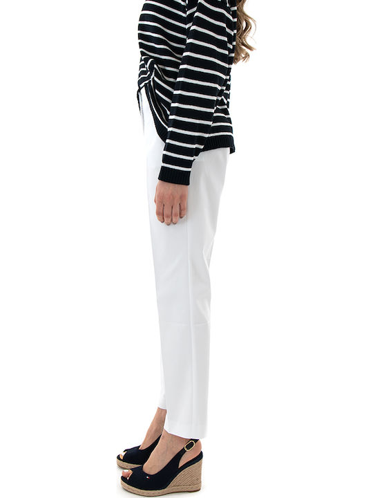 Damen Stoff Capri Hose in Schlank Passform Weiß