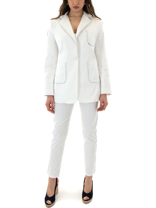 Twenty 29 Γυναικείο Υφασμάτινο Παντελόνι Slim Fit Λευκο