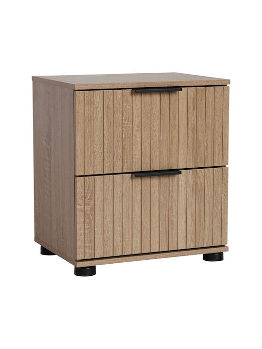 Wooden Bedside Table Beige 40x30x44cm