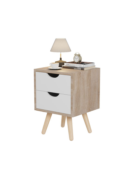 Bedside Table Dinkl Wooden Beige 29.7x29.7x45cm