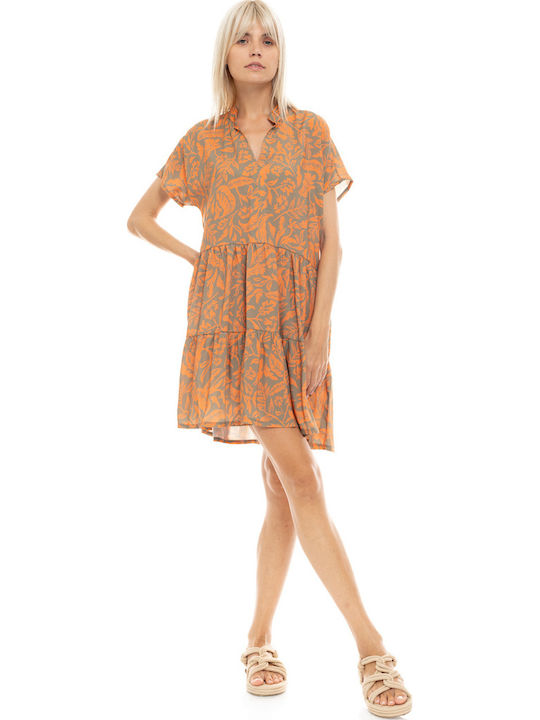 Pink Label Damen Mini Kleid Strand Orange