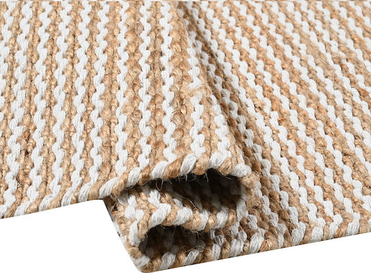 Handmade Rectangular Summer Jute Rug Natural White 120x170cm