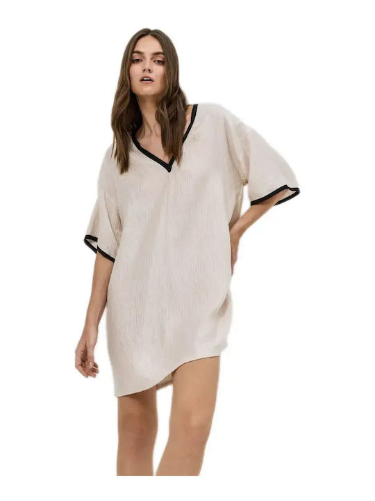 Aruelle Women's Beige Black Beach Dress