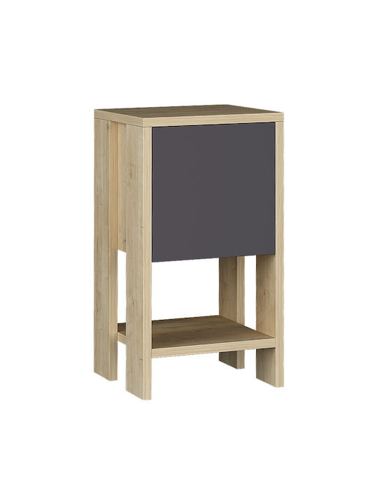 Sidon Wooden Bedside Table Φυσικό Οξιάς / Ανθρακί 30x30x55cm