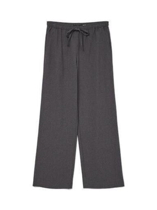 Milly Damen Stoff Hose in Weitem Schnitt Dark Grey Melange