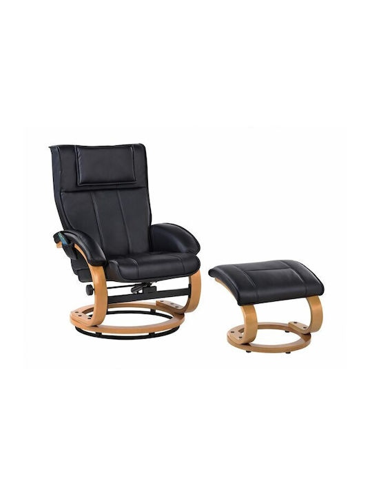 Berwyn 2736 Πολυθρόνα Relax Massage Περιστρεφόμενη με Υποπόδιο Μαύρη 39x50x42cm