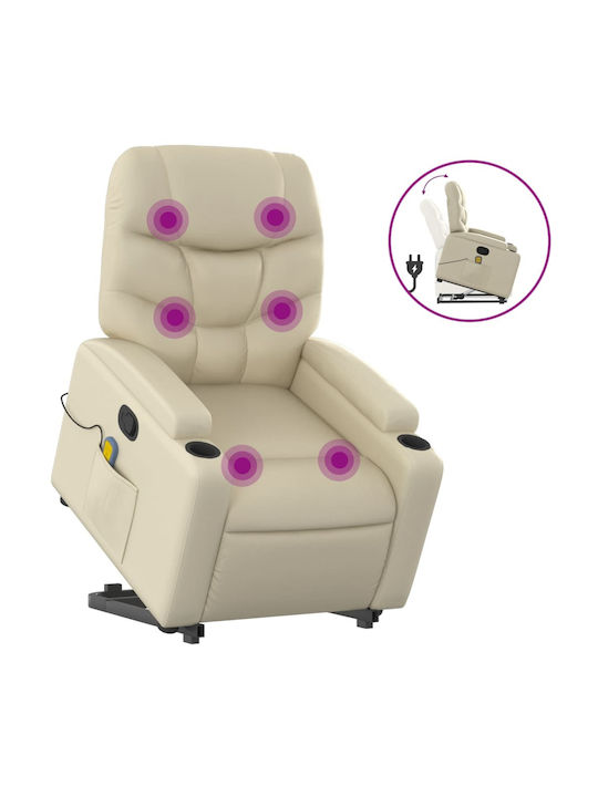 Relaxsessel Friseurwaschbecken mit Fußhocker aus Kunstleder Cream 74x89x100cm