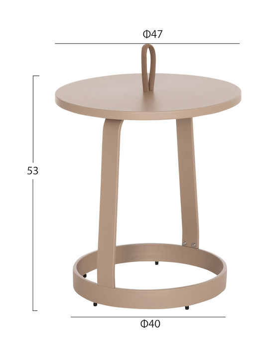 Masă Laterală pentru Spații Exterioare Mici din Aluminiu Pliabilă Mino Cappuccino 47x47x53cm