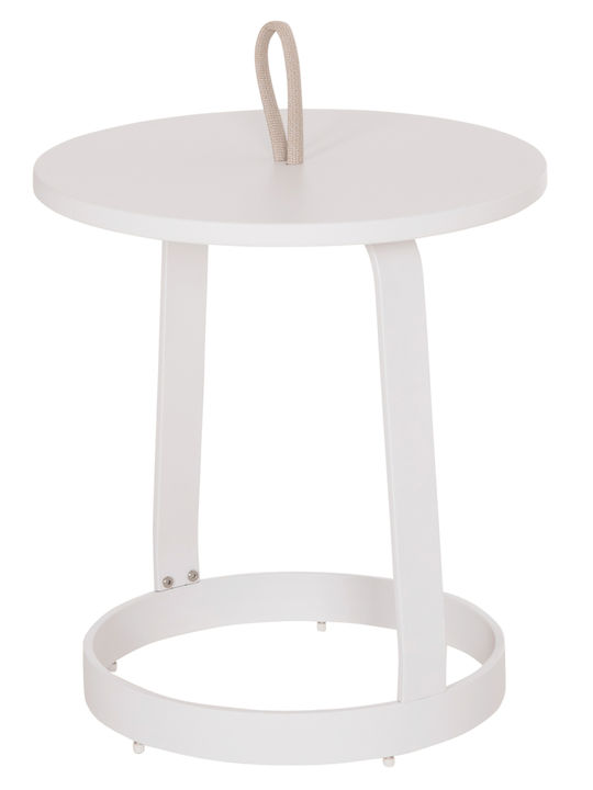 Auxiliary Table for Small Outdoor Spaces Aluminum Foldable Mino White 47x47x53cm