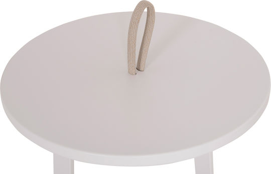 Auxiliary Table for Small Outdoor Spaces Aluminum Foldable Mino White 47x47x53cm