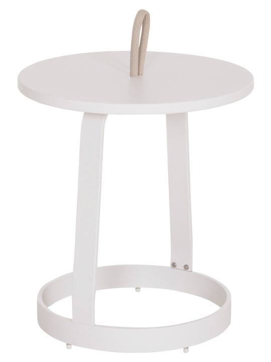 Auxiliary Table for Small Outdoor Spaces Aluminum Foldable Mino White 47x47x53cm