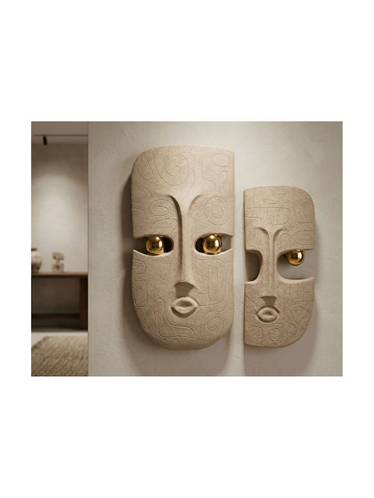 Mauro F Wall Decor Dakar Coppia Beige Made of Ceramic Material 2 Pieces