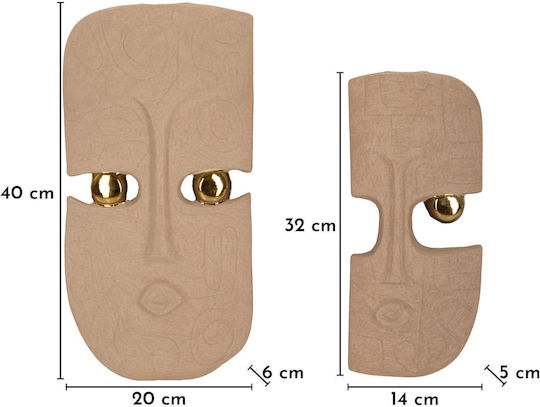 Mauro F Wall Decor Dakar Coppia Beige Made of Ceramic Material 2 Pieces