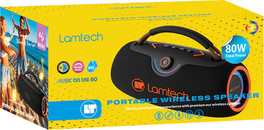 Lamtech Bluetooth Speaker 80W With Battery Life Up To 8 Hours Black Orange LAM980947