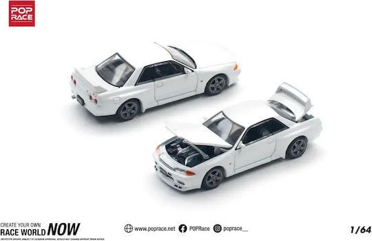 Nissan Skyline Gt-r R32 Mașină Model Scara 1:64 Alb Cristalin Pop Race