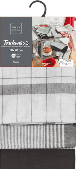 L-c Vibrato Tea Towel Made of 100% Cotton in Gray Colour 50x70cm 3 Pieces