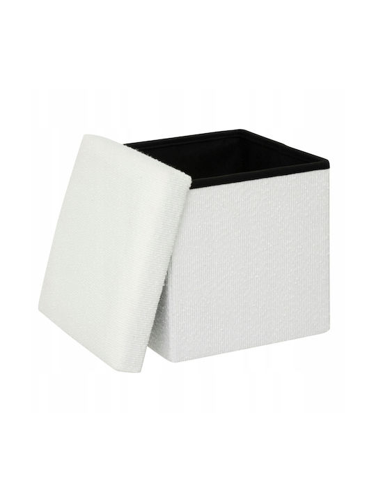 Living Room Stool With Storage Space Upholstered With Fabric Modul White 31x31x31cm