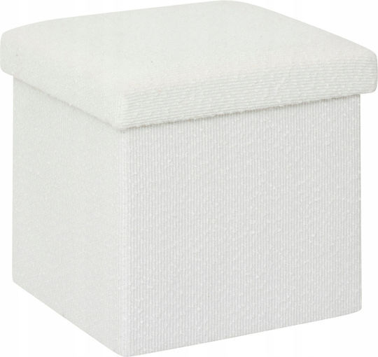 Living Room Stool With Storage Space Upholstered With Fabric Modul White 31x31x31cm
