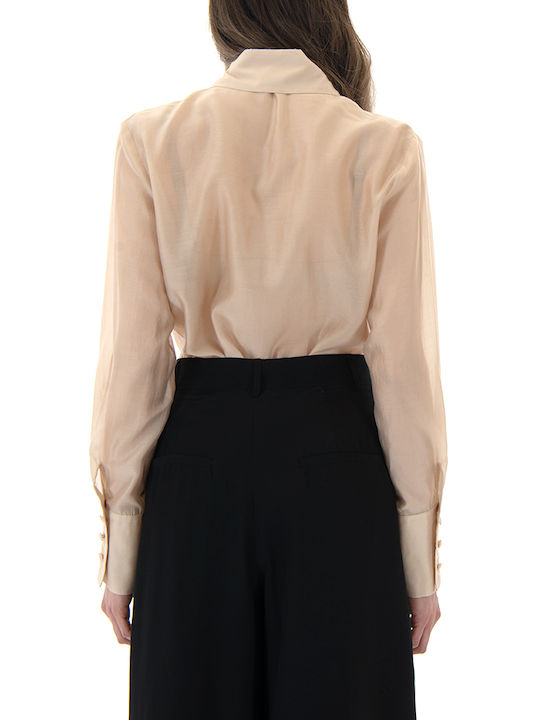 C. Manolo Long Sleeve Women's Beige Shirt