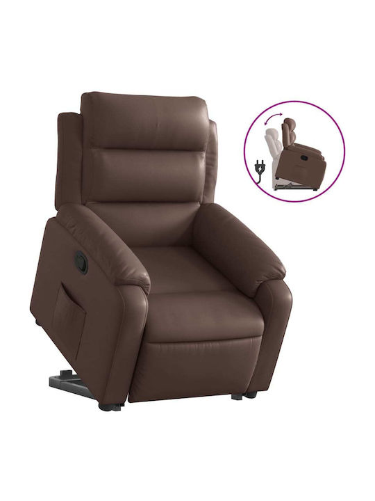 Fotoliu Relax Masaj cu Puf din Piele Ecologică Maro 75x92.5x100cm