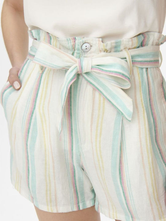 Damen Leinen Hohe Taille Shorts Beige