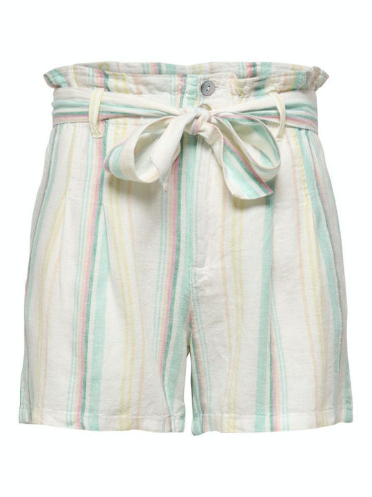 Damen Leinen Hohe Taille Shorts Beige