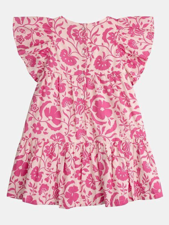 Girls Dress Short Sleeve Floral Orange
