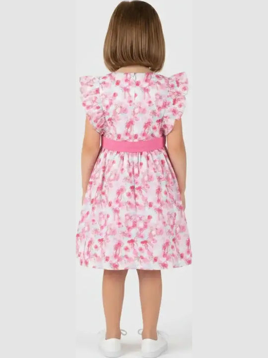 Mädchenkleid Ärmelloses Blumen Fuchsie
