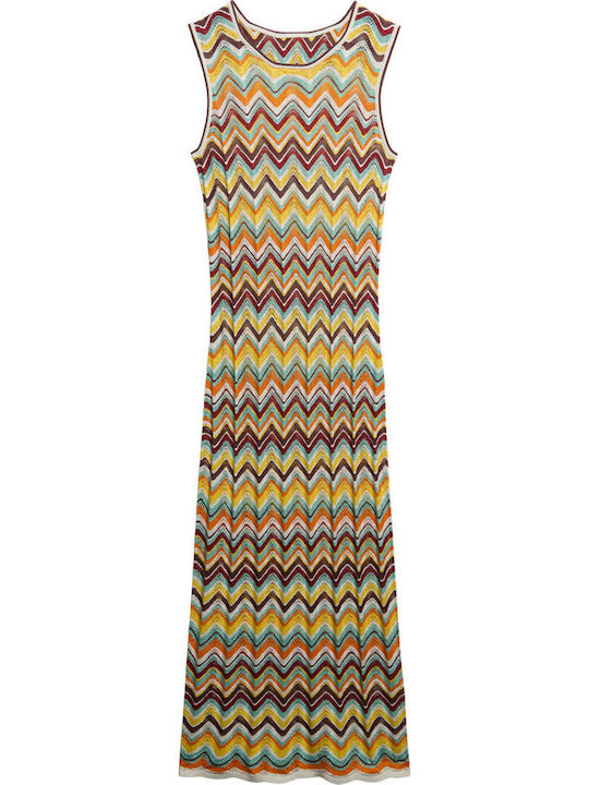 Rochie Tricotată pentru Femei Superdry, Croială Slim, W8011848a-f4w, Dungi Zig Zag Mentă, Mint W8011848a-f4w